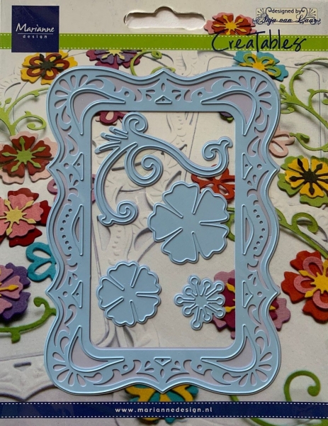 Schablone Creatables Rahmen rechteckig, Blumen